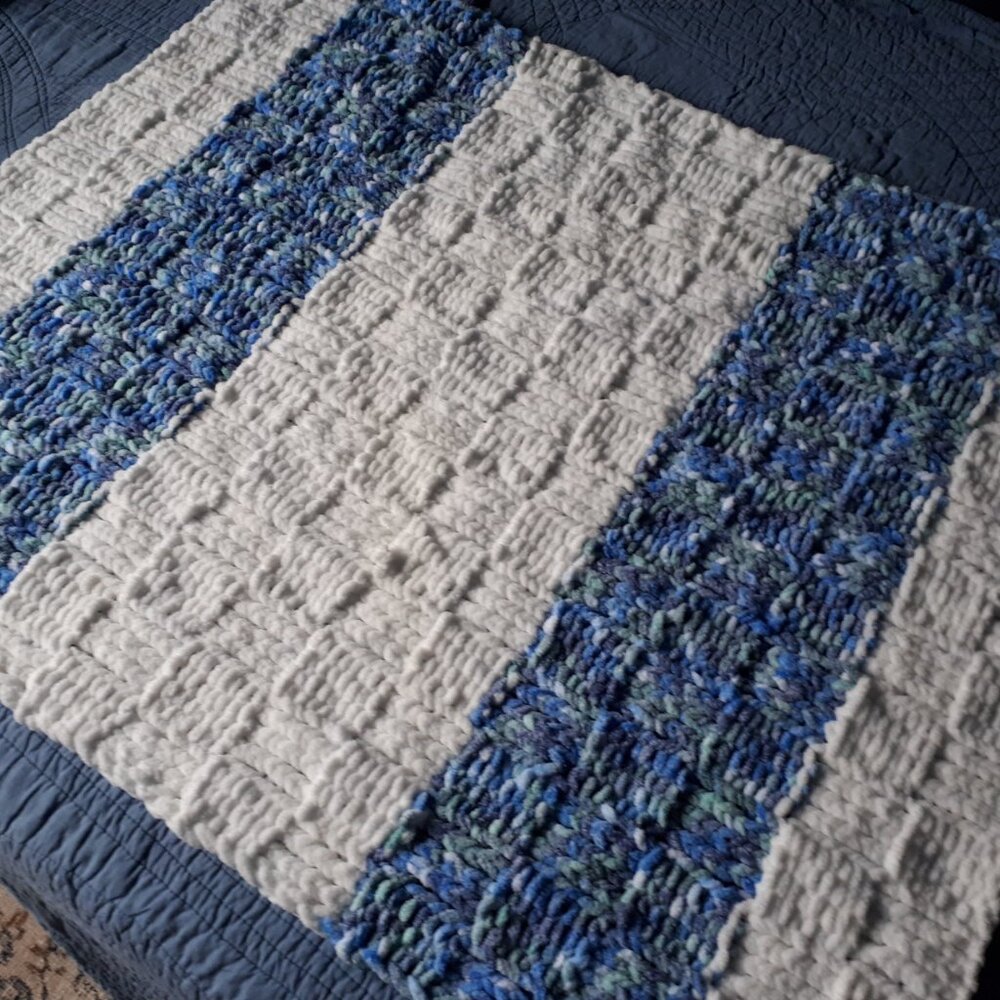 Hand knitted baby blanket
